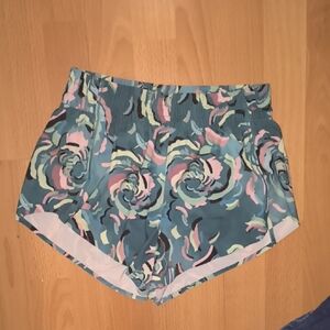 Athleta | Teal and Pink Patterned Athletic Shorts